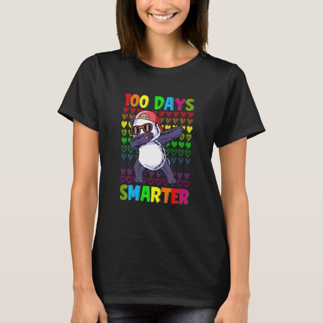 Kids 100 Days Smarter Hearts Dabbing Panda 100th D T Shirt (Framsida)