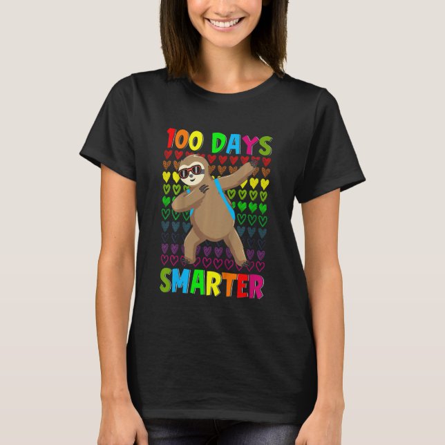 Kids 100 Days Smarter Hearts Dabbing Sloth 100th D T Shirt (Framsida)