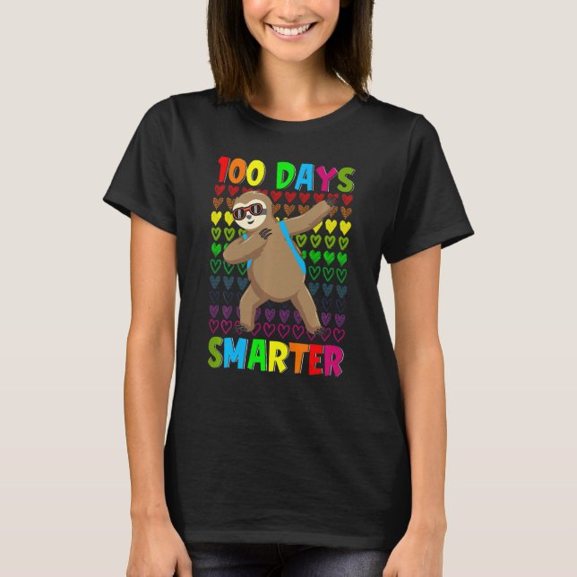 Kids 100 Days Smarter Hearts Dabbing Sloth 100th D T Shirt (Framsida)