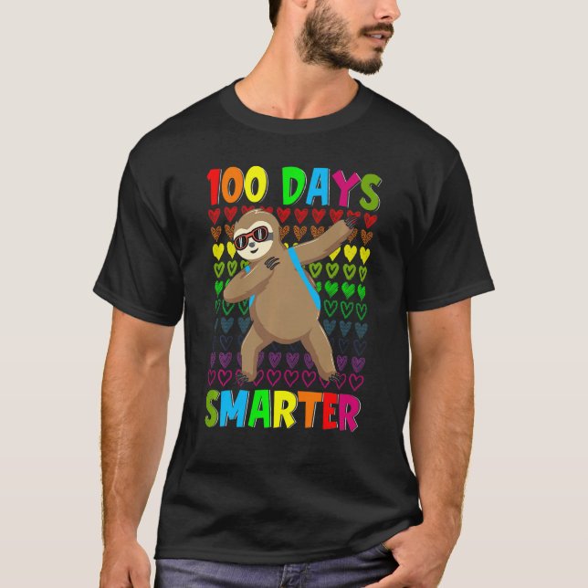 Kids 100 Days Smarter Hearts Dabbing Sloth 100th D T Shirt (Framsida)