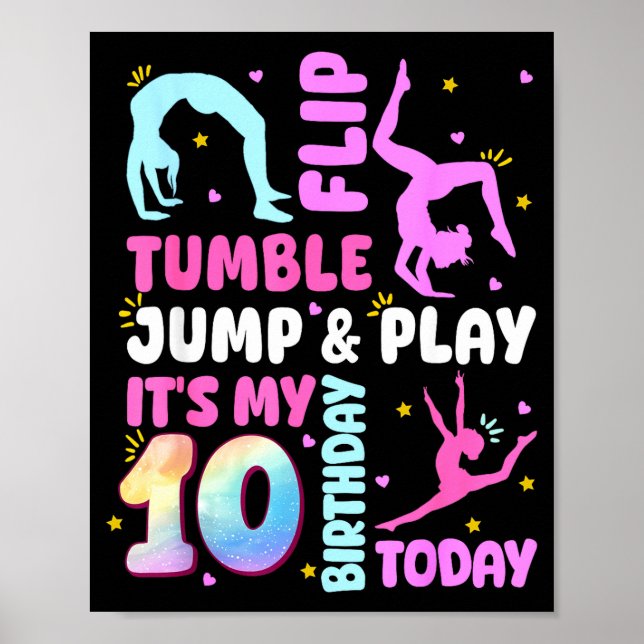 Kids 10 Year Old Bday Gymnast 10th Gymnastics Birt Poster (Framsidan)