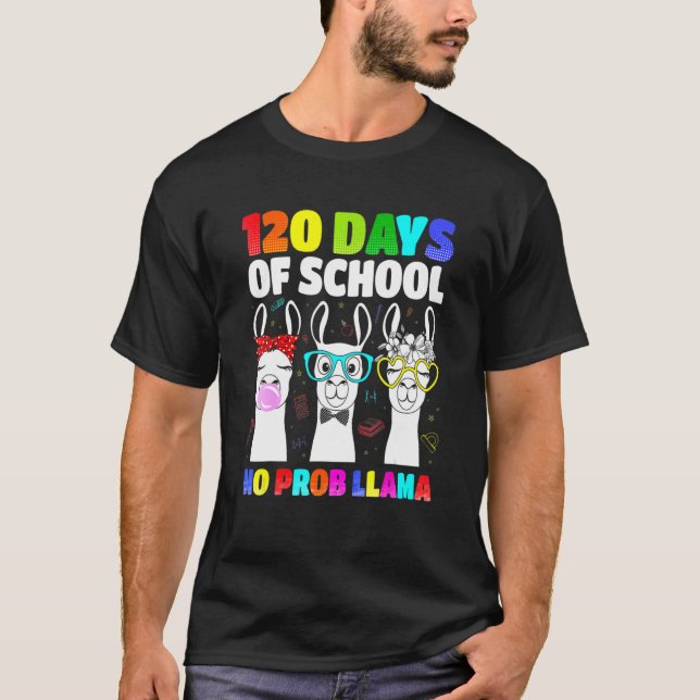 Kids 120 Days Of School No Prob Llama Llama Teache T Shirt (Framsida)
