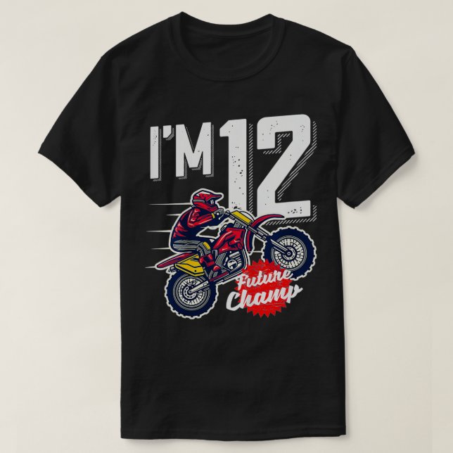 Kids 12:e Birthday Motor Kor, Dirt Bike, Future T Shirt (Design framsida)