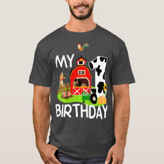 Kids 1st Birthday Farm Tractor Pig Horse Cow T Shirt