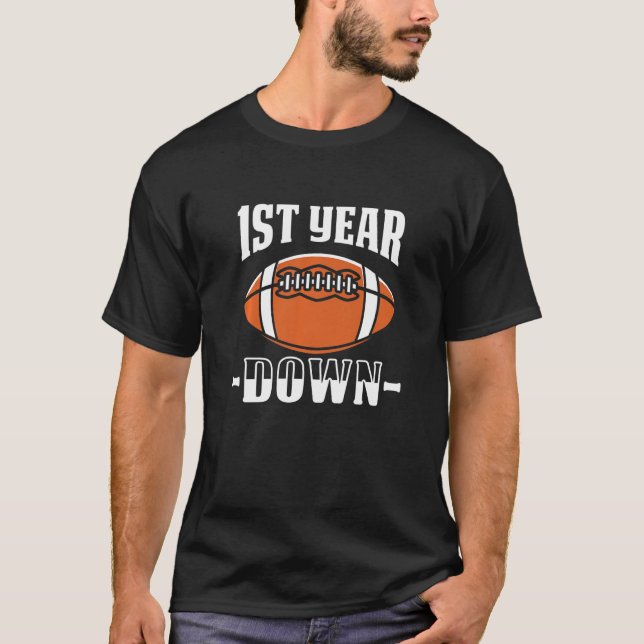Kids 1st Birthday Football Touchdown 1 Year Old Bo T Shirt (Framsida)