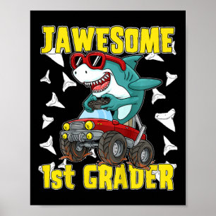 Kids 1st Klass Monster Lastbil Dinosaur Megalodon Poster