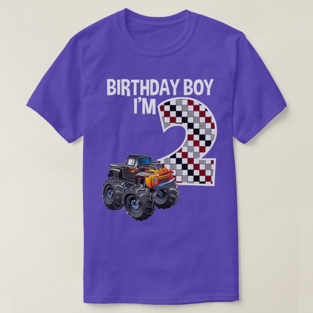 Kids 2 Year Old 2nd Birthday Boy Monster Truck Car T Shirt (Design framsida)