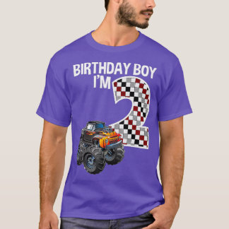 Kids 2 Year Old 2nd Birthday Boy Monster Truck Car T Shirt