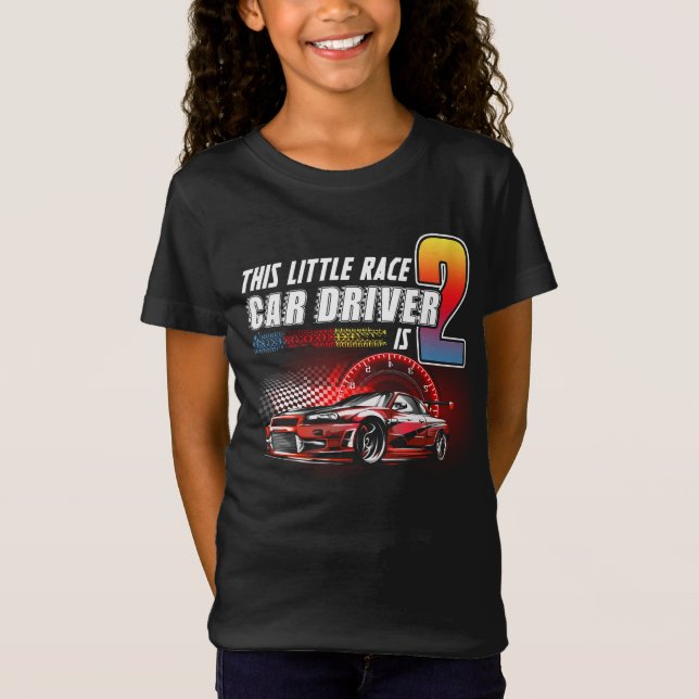 Kids 2 Year Old Race Car Birthday Shirt 2nd Racing T Shirt (Framsida)