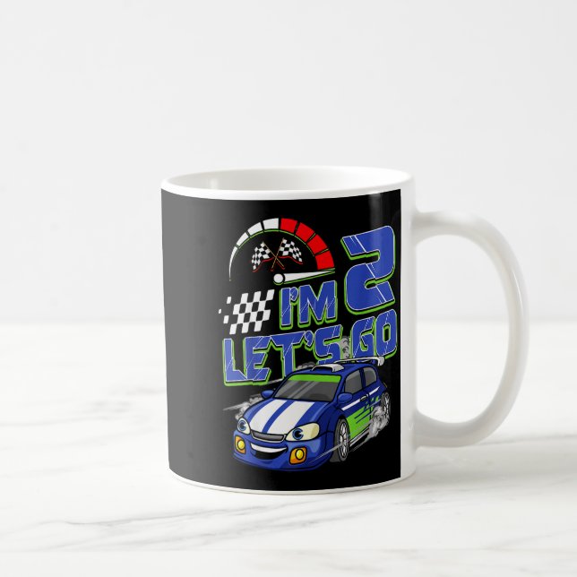 Kids 2nd Birthday Racing Car 2 Year Old Boys Party Kaffemugg (Höger)
