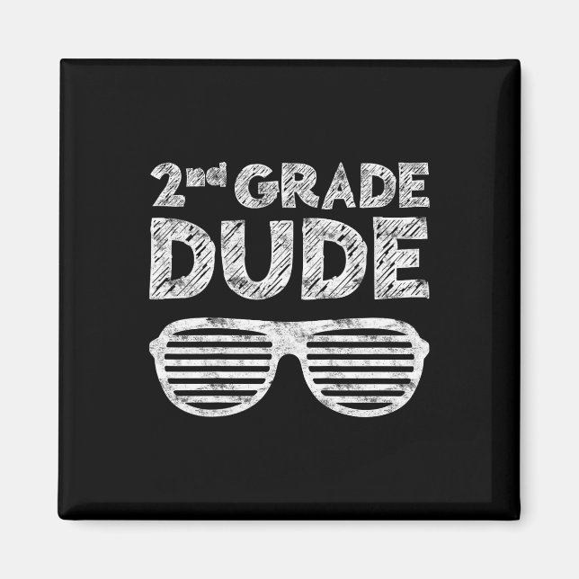 Kids 2nd Grade Kille Andra Klass Byck Till Skolan  Magnet (Framsidan)