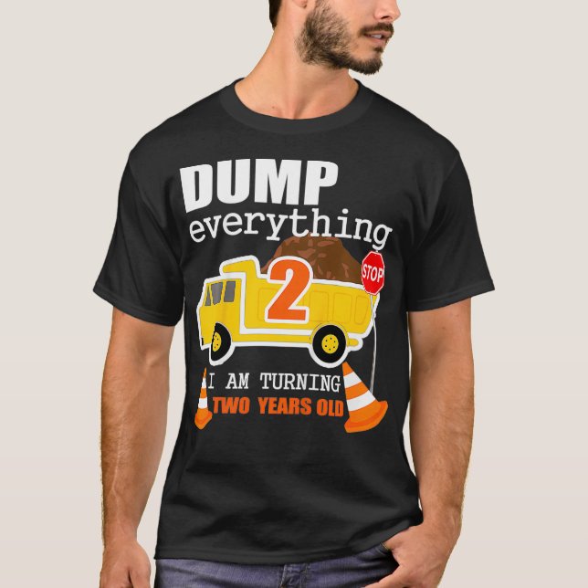Kids 2nd Truck Theme Birthday Party Gift  Age 2 T Shirt (Framsida)