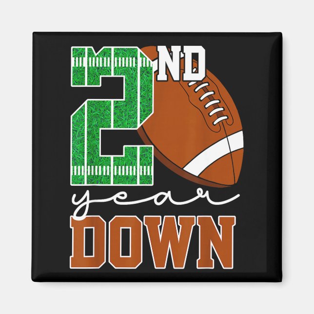 Kids 2nd Year Down Football Birthday Boy Party 2 Y Magnet (Framsidan)