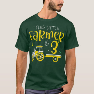 Kids 3 Year Old Farm Tractor Birthday Party Farmer T Shirt