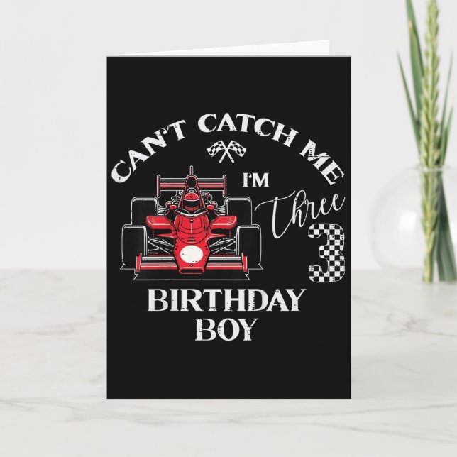 Kids 3rd Birthday Race Car Bday Boy Cant Catch Me  Kort (Framsida)