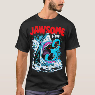 Kids 3rd Birthday Shark 3 Jawsome Three Year Old T Shirt