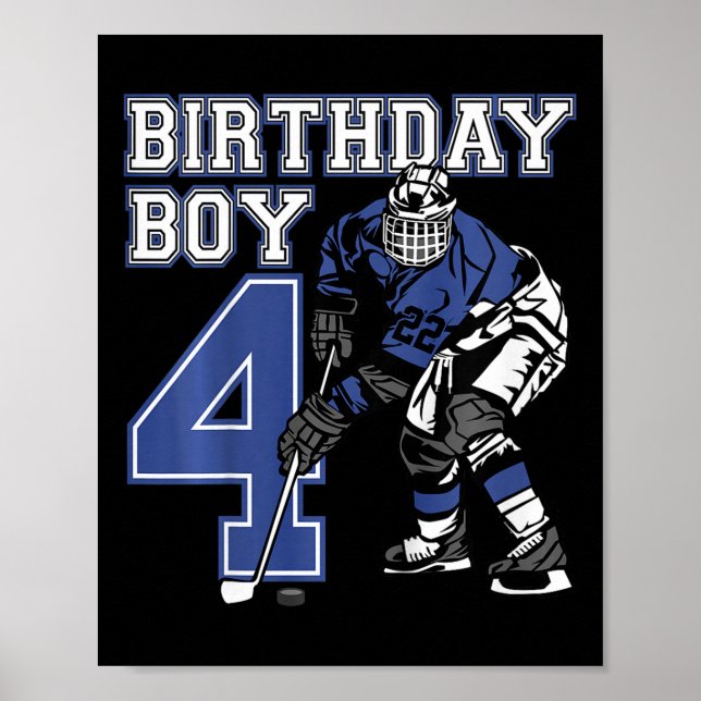 Kids 4 Year Old Ice Hockey Themed Birthday Party 4 Poster (Framsidan)