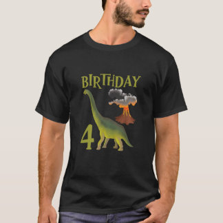 Kids 4 Years Old Birthday Boy Dino Volcano - 4Th B T Shirt