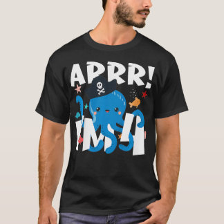 Kids 4 Years Old Birthday Cute Octopus Pirate Boy T Shirt