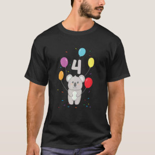 Kids 4e födelsedagen 4 Years Koala Balloons Austra T Shirt