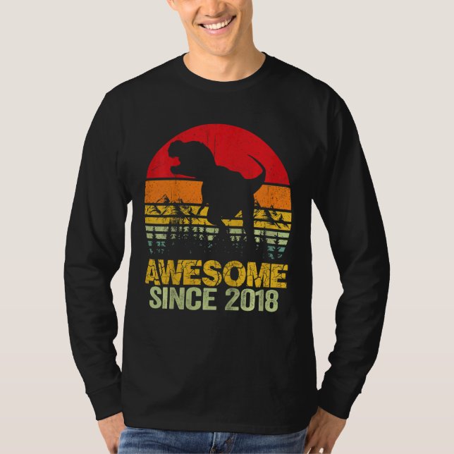 Kids 4e födelsedagen Boy Dinosaur Rex 4-åriga barn T Shirt (Framsida)