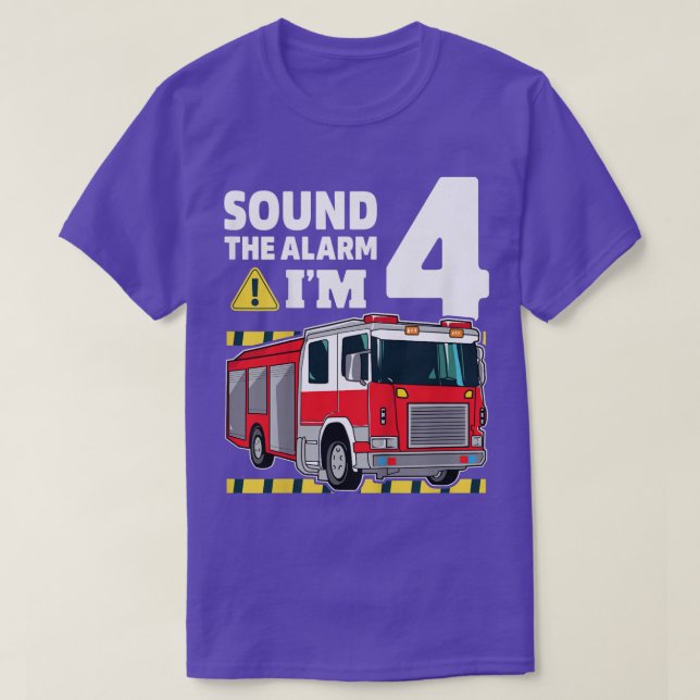 Kids 4e födelsedagen Boy Fire Lastbil 4, fyra år g T Shirt (Design framsida)