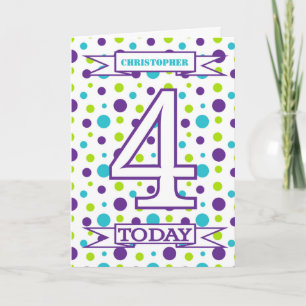 Kids 4e födelsedagen Bright Polka Dot Kort