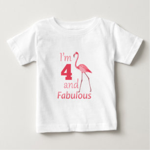 Kids 4e födelsedagen Cute Rosa Flamingo Tee