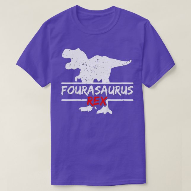 Kids 4e födelsedagen Dinosaur I Funny Fourasaurus  T Shirt (Design framsida)