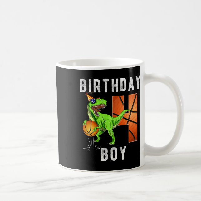 Kids 4e födelsedagen för Boy Bysketbyll 4 år gamma Kaffemugg (Höger)