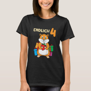 Kids 4e födelsedagen hamster med söt jordgubbe för t shirt