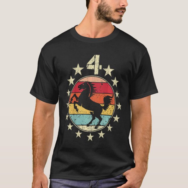 Kids 4e födelsedagen Horse Fjärde 4-årsdagen T Shirt (Framsida)