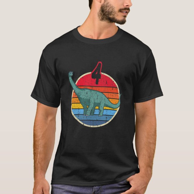 Kids 4e födelsedagen I Brachiosaurus Diplodocus I  T Shirt (Framsida)