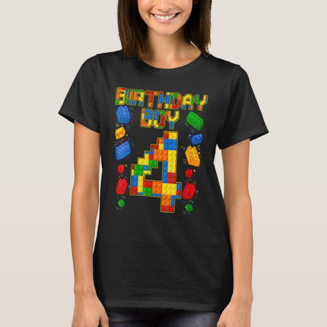 Kids 4e födelsedagen Master Builder 4 års gammalt  T Shirt (Framsida)
