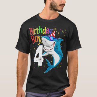 Kids 4th Birthday Boy Shark s 4 JawSome Four Tees T Shirt