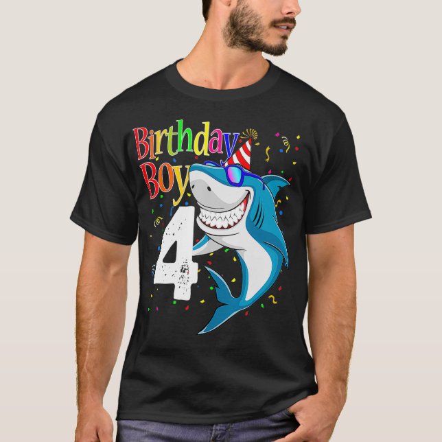Kids 4th Birthday Boy Shark s 4 JawSome Four Tees  T Shirt (Framsida)