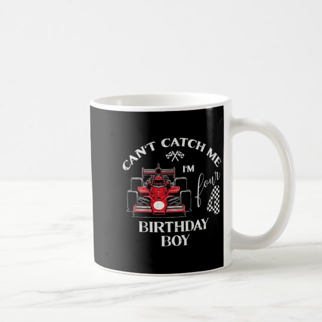 Kids 4th Birthday Race Car Bday Boy Cant Catch Me  Kaffemugg (Höger)