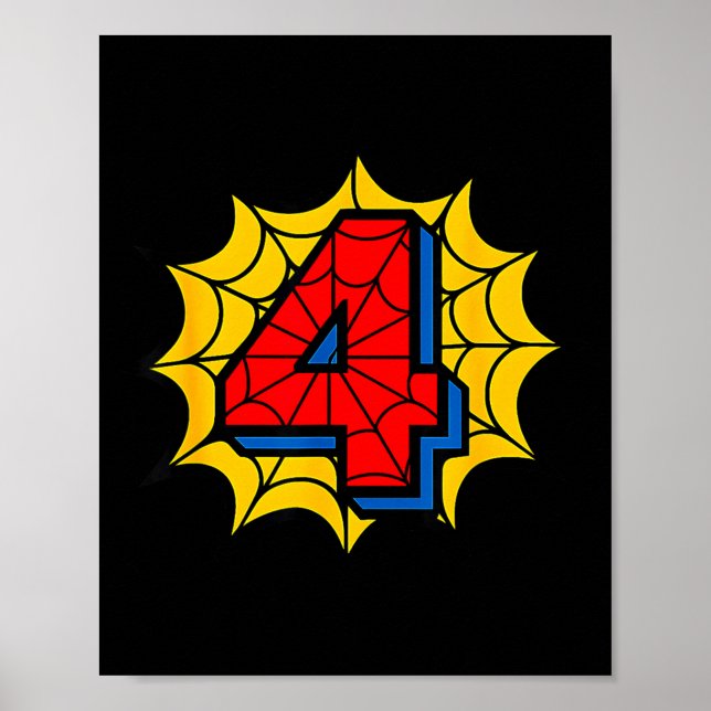 Kids 4th Birthday Sder Theme Party 4 Year Old Boys Poster (Framsidan)