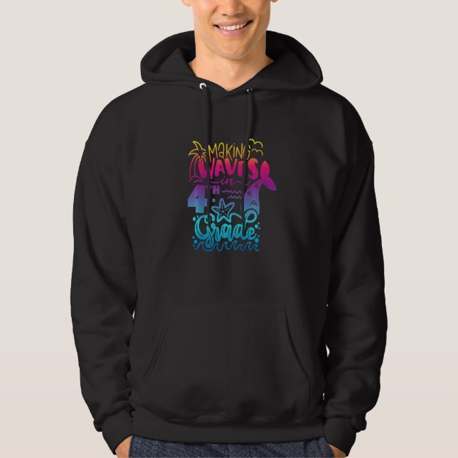 Kids 4th Grade Back To School Mermaid Beach Ocean  Hoodie (Framsida)