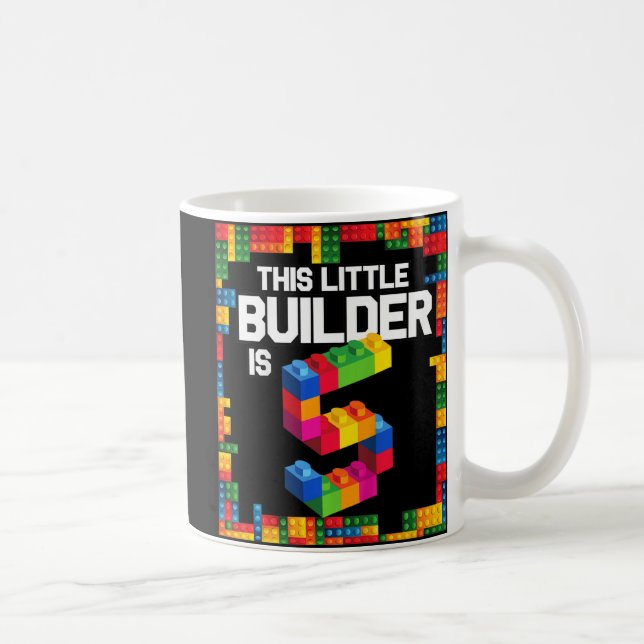 Kids 5 Year Old Building Blocks Birthday  Brick 5t Kaffemugg (Höger)
