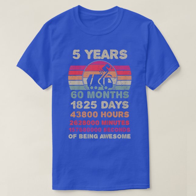 Kids 5 Year Old Garbage Truck Birthday 5th Birthda T Shirt (Design framsida)