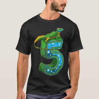 Kids 5 Year Old Lizard Reptile 5th Birthday Party  T Shirt