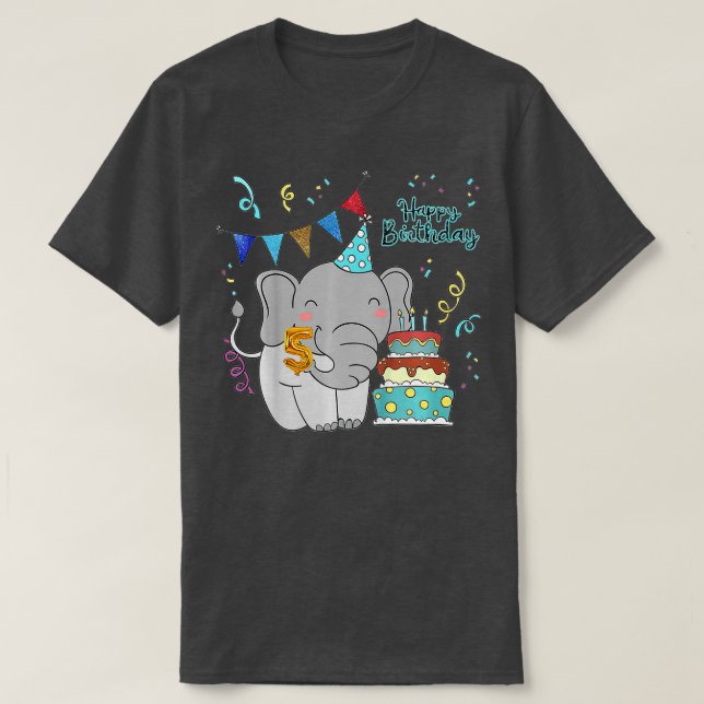Kids 5st Happy Birthday Design Costume Elephant Fo T Shirt (Design framsida)