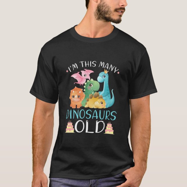 Kids 5Th Birthday Dinosaurs Many Dinosaurs T Shirt (Framsida)