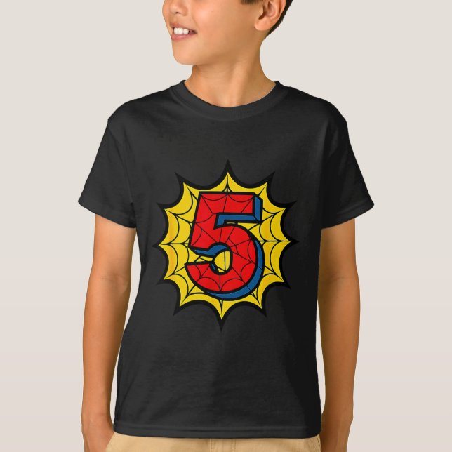 Kids 5th Birthday Sder Theme Party 5 Year Old Boys T Shirt (Framsida)