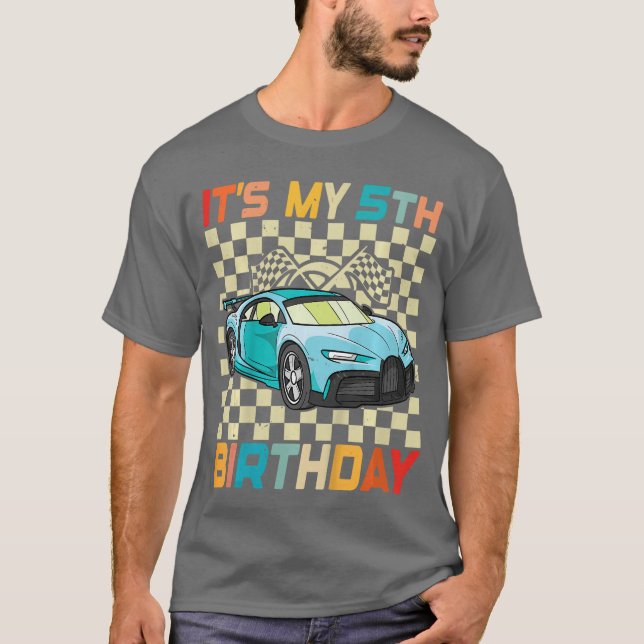 Kids 5th Birthday tee Boy Race Racing 5 Year Old B (Framsida)