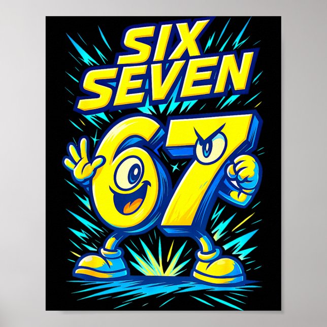 Kids 67 Six Seven Italian Brainrot 6 7 Funny Meme  Poster (Framsidan)