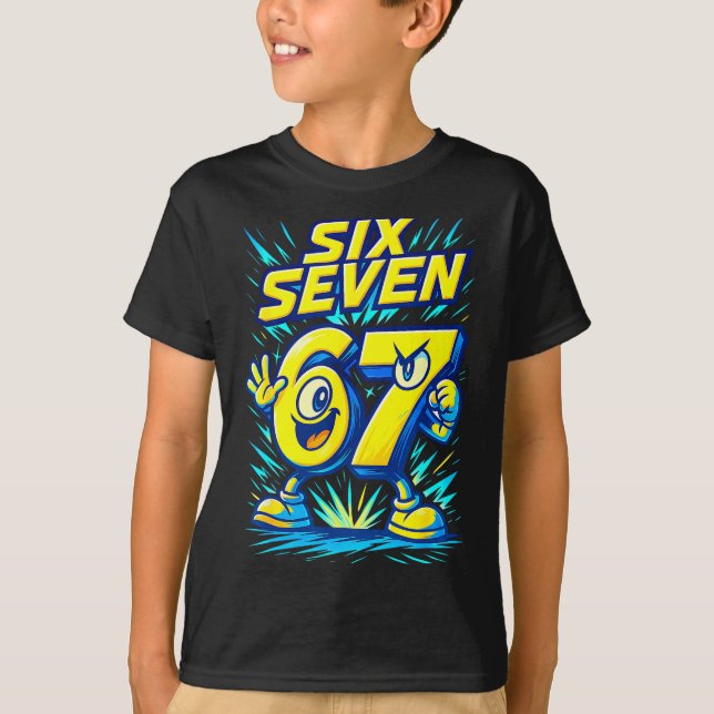 Kids 67 Six Seven Italian Brainrot 6 7 Funny Meme  T Shirt (Framsida)