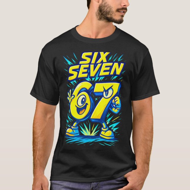 Kids 67 Six Seven Italian Brainrot 6 7 Funny Meme  T Shirt (Framsida)