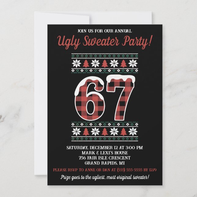 Kids' 67 Ugly Sweater Holiday Party Inbjudningar (Framsida)